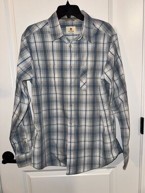 IK Men’s Blue Plaid Long-Sleeve Button-Down Shirt